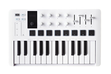White mini midi keyboard isolated