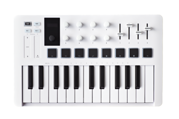 White mini midi keyboard isolated
