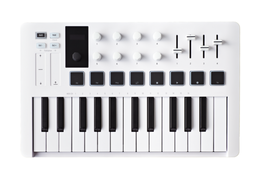 White mini midi keyboard isolated