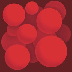 abstract three-dimensional background of red circles on a dark background