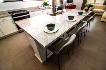 Kitchen  Island Counter Top With Four Place Settings