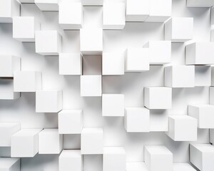 Pattern of white cubeson white ground in 3d