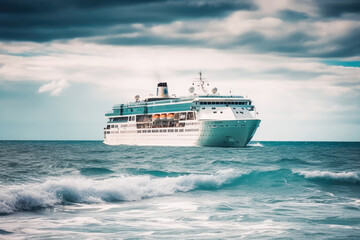 Fototapeta premium passenger cruise ship in the middle of the sea. Generative AI.