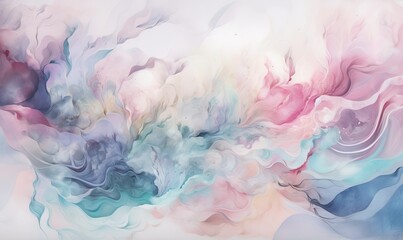 Fototapeta premium an abstract painting with pastel colors on a white background. generative ai