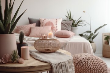 Fototapeta na wymiar cozy living room with stylish furniture and decor. Generative AI