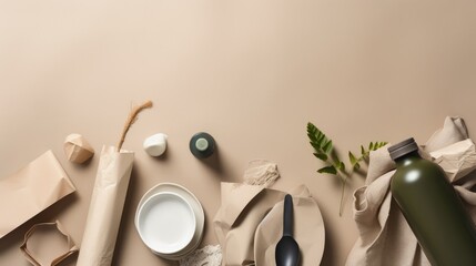 Minimalist and elegant background with space for copy that highlights the significance of using recycled items in our daily lives. Generative AI