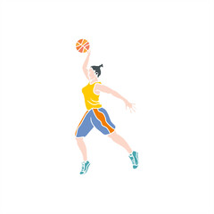 colorful illustration of a female basketball player