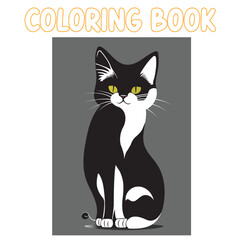 Cat vector animal coloring book for kids. Image, art, photo, icon  and illustration coloring page for childrens..