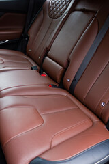 Leather interior of a premium car. The interior of a modern car. 