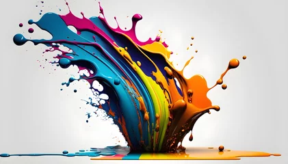 Keuken spatwand met foto Paint Splash, Colorful Splash, Generative AI © DigitalArtNow