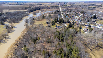 Fototapeta premium Spring Flooding in New Hamburg, ON