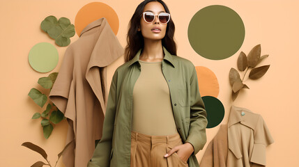 sustainable fashion and eco-friendly product clothes with a model model generative art