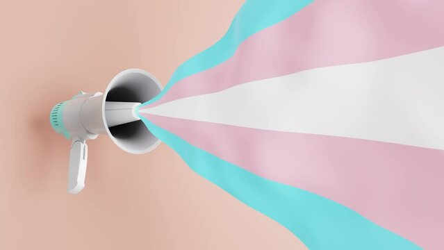 3D animation of loudspeaker with transgender flag