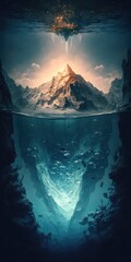 Subaquatic Majesty: Stunning and Dramatic Underwater Landscape. Generative AI