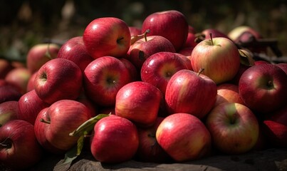  a pile of red apples sitting on top of each other.  generative ai