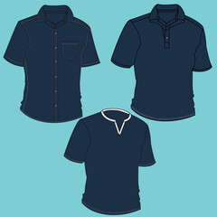 Short Sleeve Men's T-shirt Flat Fashion Drawing Technique Vector Illustration Template Front and Back View. Clothes apparel design mock up CARD Easy editing and customizable.