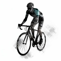 Fototapeta na wymiar Athlete cyclists in silhouettes on transparent background. Road cyclist. Generative AI