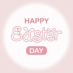 Happy Easter banner. Trendy Easter design with typography, hand-drawn bunny ears, in pastel pink and nude tones. Modern minimalist style. cartoon character. Perfect for social media post, poster