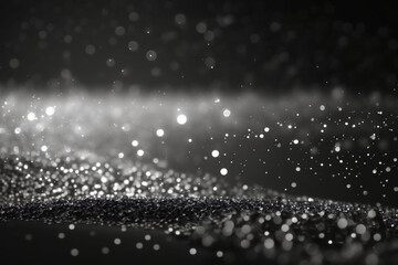 gray and silver colored glowing glow bokeh out of focus blurred particles and lights and waves.  Abstract glamour high tech technology background. Generative AI