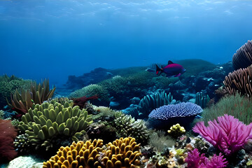 Fototapeta premium coral reef and diver