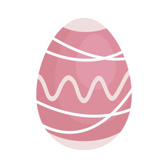 One egg is drawn in a cute cartoon style and colored for the Easter holiday to be a gift. Pink egg. Hand drawn vector illustration for use in your design, icon, logo, sticker, social media, etc.