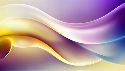 Abstract Shiny neon glass translucent wavy composition with gradient transition, elegant clean background - generative AI.