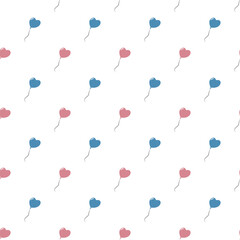 Seamless vector pattern with colorful hearts-shaped balloons 