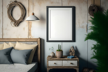 Frame Mockup for Poster and Pictures. Mockup poster frame. Generative AI, Modern, Scandinavian, Luxury,Dark Room, Dark Design