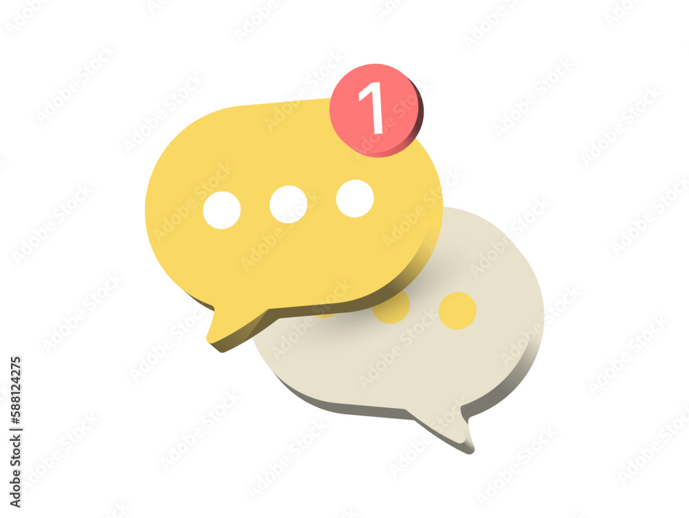 Aufkleber 3d chat message speech bubble icon. message notification , social media communication concept icons - text chat box speech bubbles on white background. vector illustration
