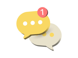 3d chat message speech bubble icon. message notification , social media communication concept icons - text chat box speech bubbles on white background. vector illustration