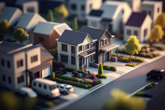 Model of miniature houses, generative ai