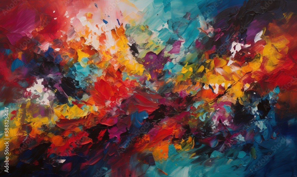 Aufkleber an abstract painting of a colorful sky with clouds and colors. generative ai