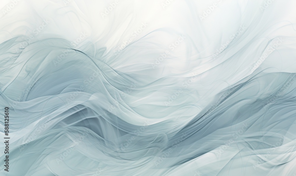 Poster a white and blue abstract background with wavy lines and curves. generative ai
