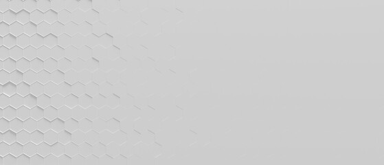 soft white honeycomb hexagon background wallpaper banner with copy space