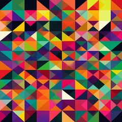 Obraz premium Vibrant and dynamic geometric patterns that can be used as backgrounds for websites, posters, or prints. A series of colorful triangles or a collage of squares and rectangles. Created by generative AI