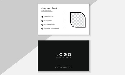 Fototapeta na wymiar Futuristic simple professional business card design with Black and modern theme. 