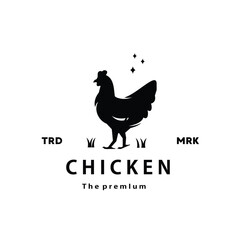 Fototapeta na wymiar vintage retro hipster chicken logo vector silhouette art icon for farm