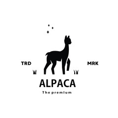 vintage retro hipster alpaca logo vector silhouette art icon for farm