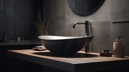 Ultra modern house natural marble bathroom sink. Generative AI