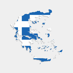 greece map with flag on gray background