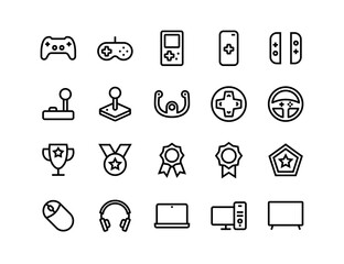 Gaming and video games icon set with adjustable line weight © digistock