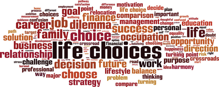 Life choices word cloud concept. Collage made of words about life choices. Vector illustration 