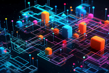 Fototapeta premium Blockchain Data Flow, Abstract Design. Generative AI