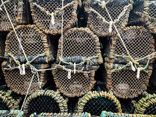 Lobster pots in a harbor