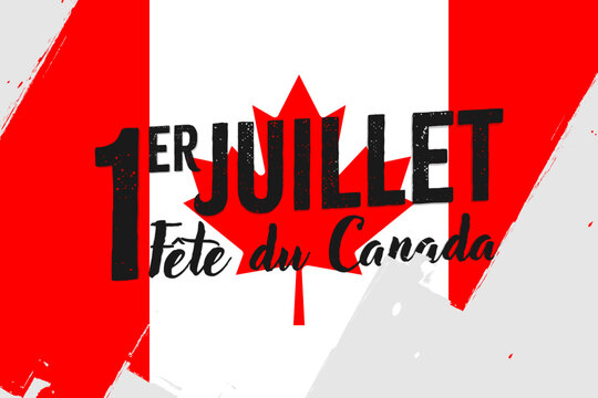 1 July National Day of Canada. Canadian flag, banner with grunge brush. 