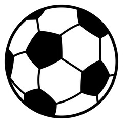 Football ball, flat style black and white color soccer ball icon, sport equipment, pelota, super cup game competition, world championship vector goal symbol graphic illustration isolated on white.
