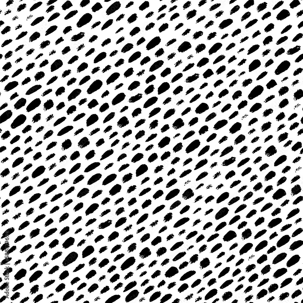 Poster vector seamless pattern with brush small strokes. black color on white background. hand painted gran
