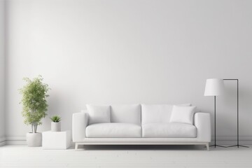 Fototapeta na wymiar interior three-dimensional comfortable decor white white furniture lifestyle empty lounge trendy. Generative AI.