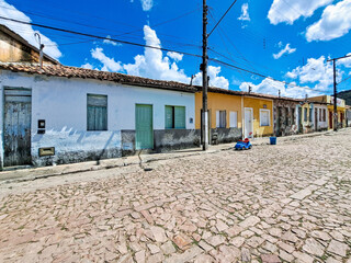 Street with colorful houses in colonial style at Palmeiras in Vale do Capao in Chapada Diamantina,...