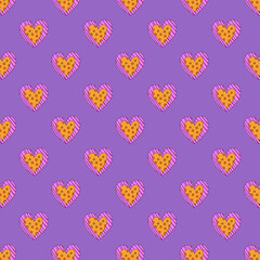 1970 psychedelic seamless pattern. 1970s good vibes hearts ornament. 1960 retro Valentine. Hippie peace and love. Funky and groove card. Trippy art.Hippie wallpaper background poster	